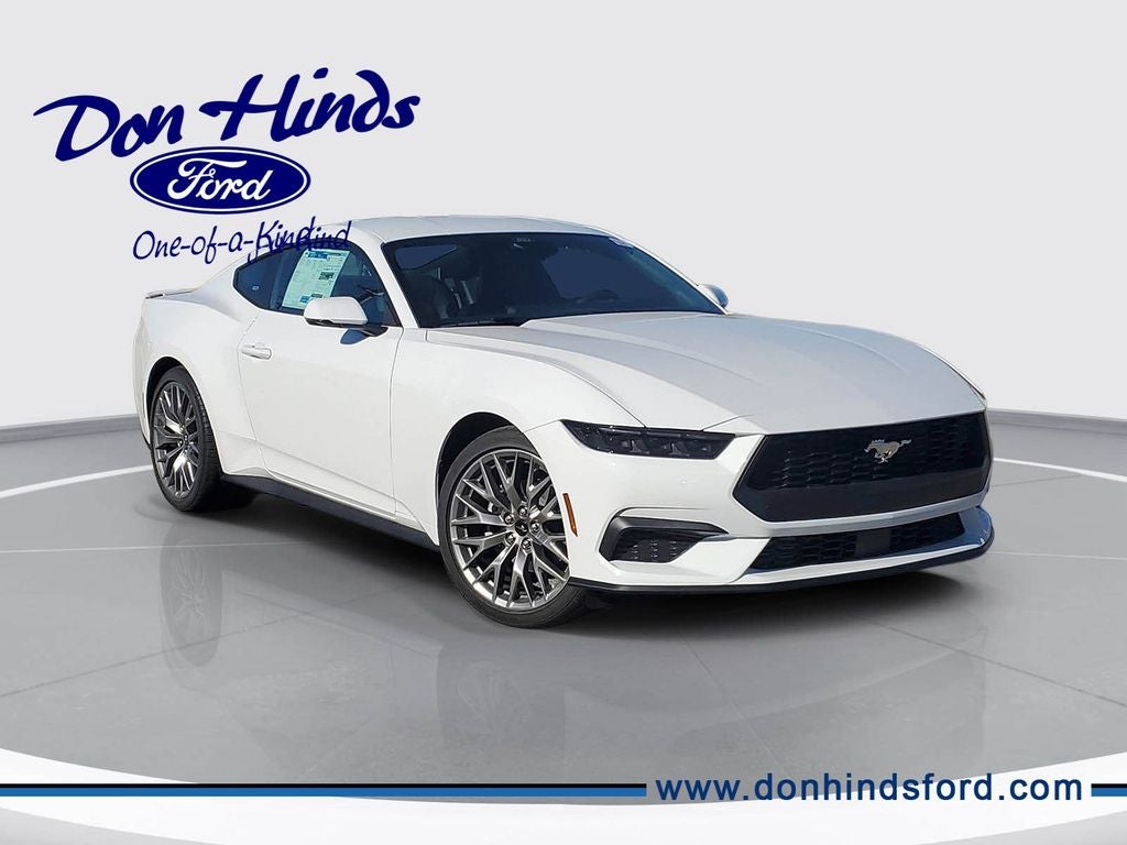 2026 Ford Mustang EcoBoost Premium in Oxford White — front three-quarter view