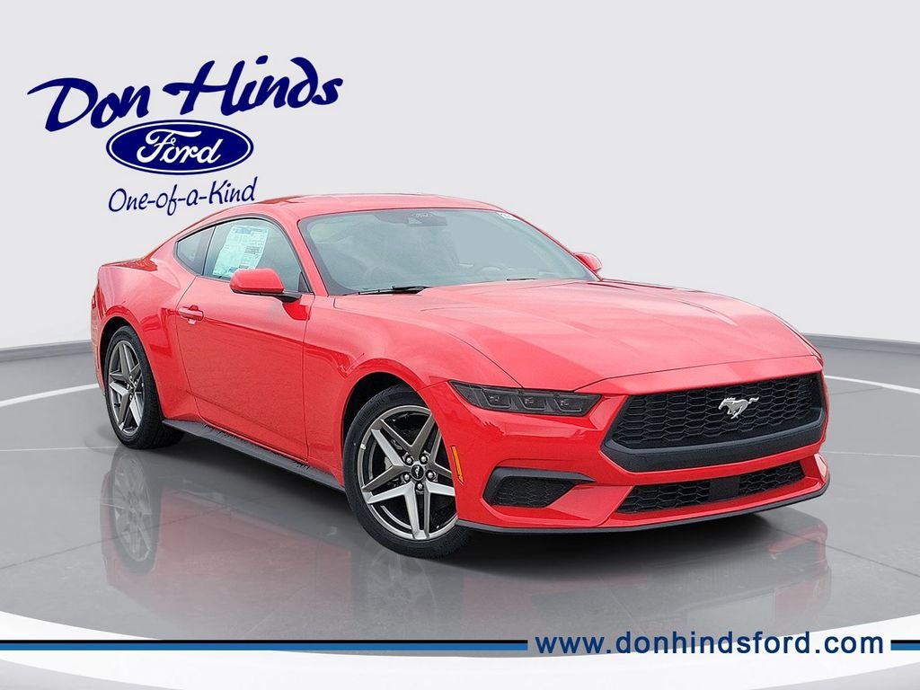 2026 Ford Mustang EcoBoost in Race Red — front three-quarter view