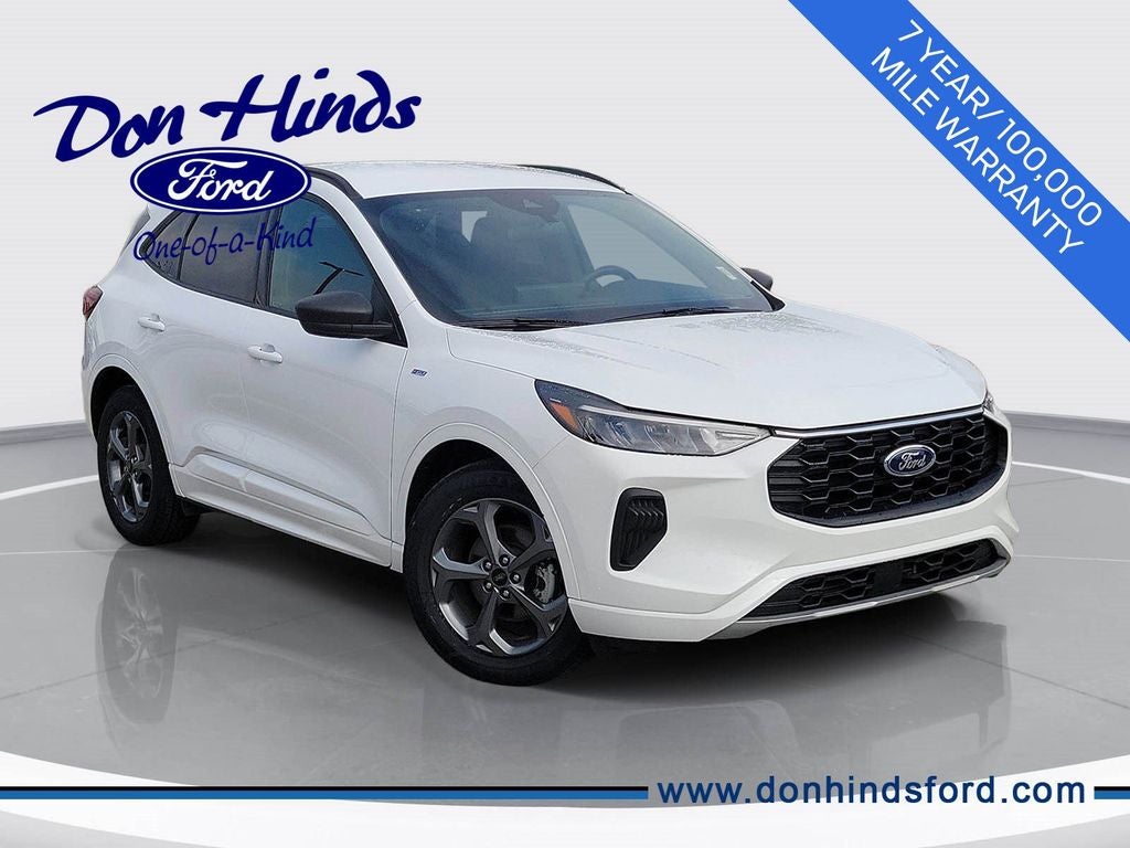 2023 Ford Escape ST-Line in Oxford White — front three-quarter view