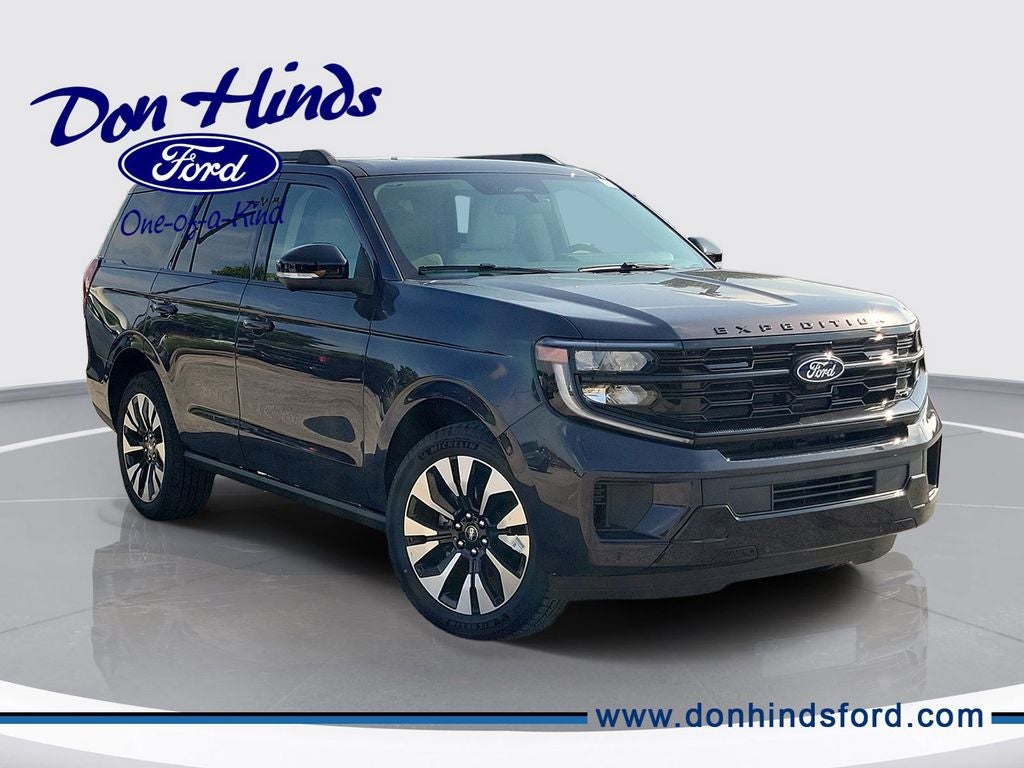 2027 Ford Expedition Platinum in Blue Ember Metallic — front three-quarter view