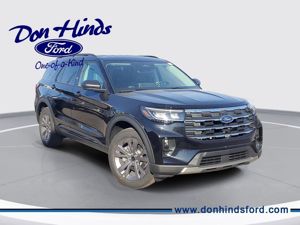 2026 Ford Explorer Active in Agate Black Metallic — front three-quarter view