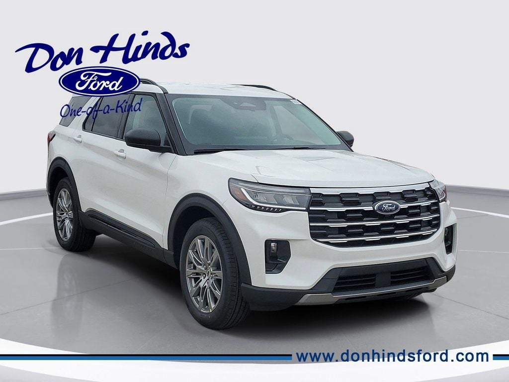 2026 Ford Explorer Active in Star White Metallic Tri-Coat — front three-quarter view