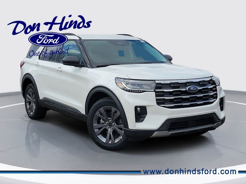 2026 Ford Explorer Active in Star White Metallic Tri-Coat — front three-quarter view