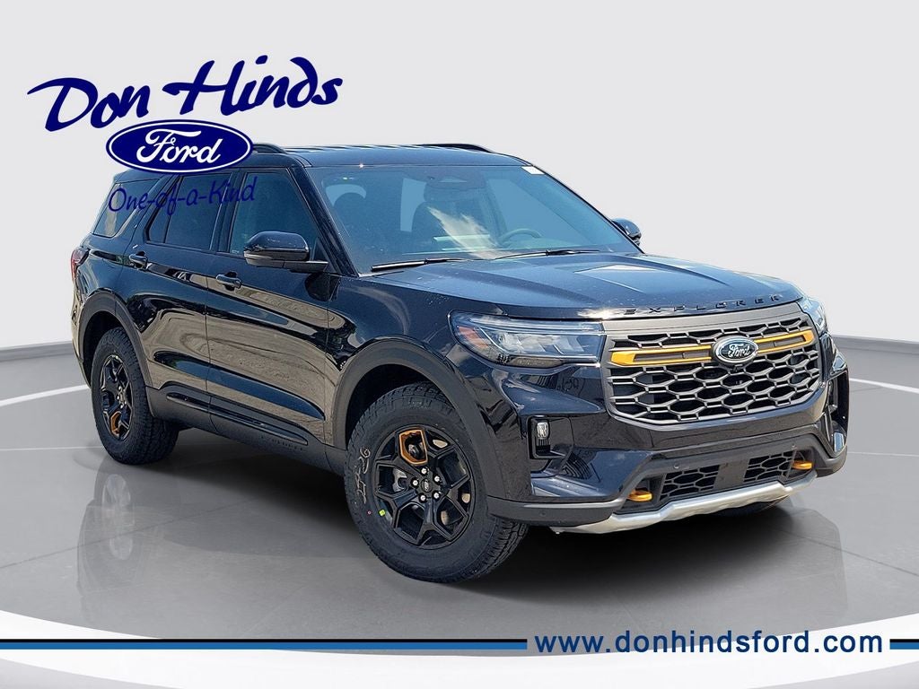 2026 Ford Explorer Tremor in Agate Black Metallic — front three-quarter view