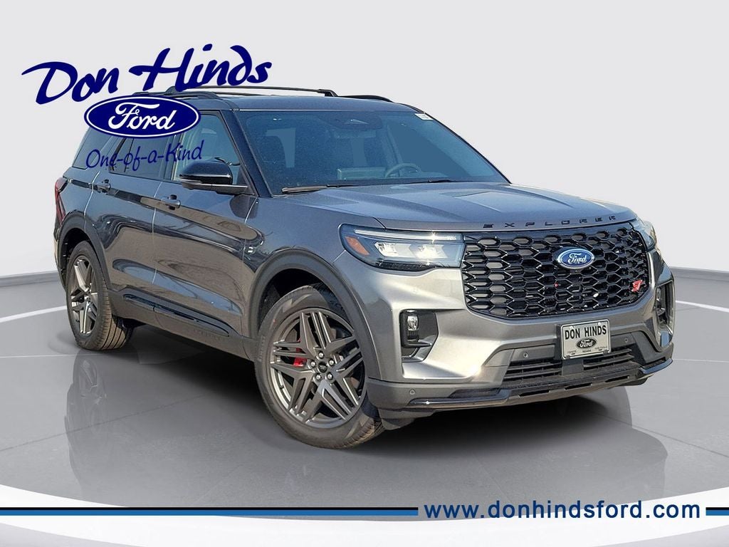 2026 Ford Explorer ST in Gray Metallic — front three-quarter view