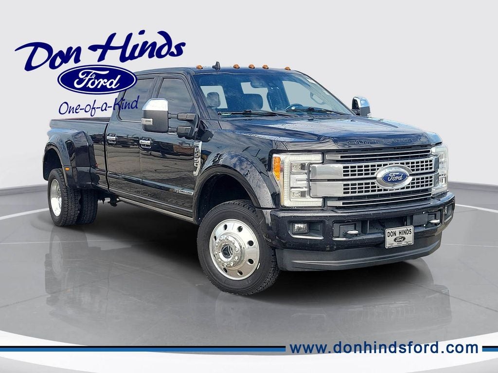 2019 Ford F-450SD Platinum DRW in Black Metallic — front three-quarter view