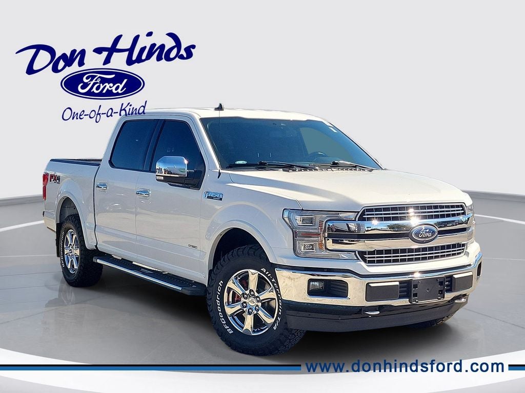 2020 Ford F-150 Lariat in White Metallic — front three-quarter view