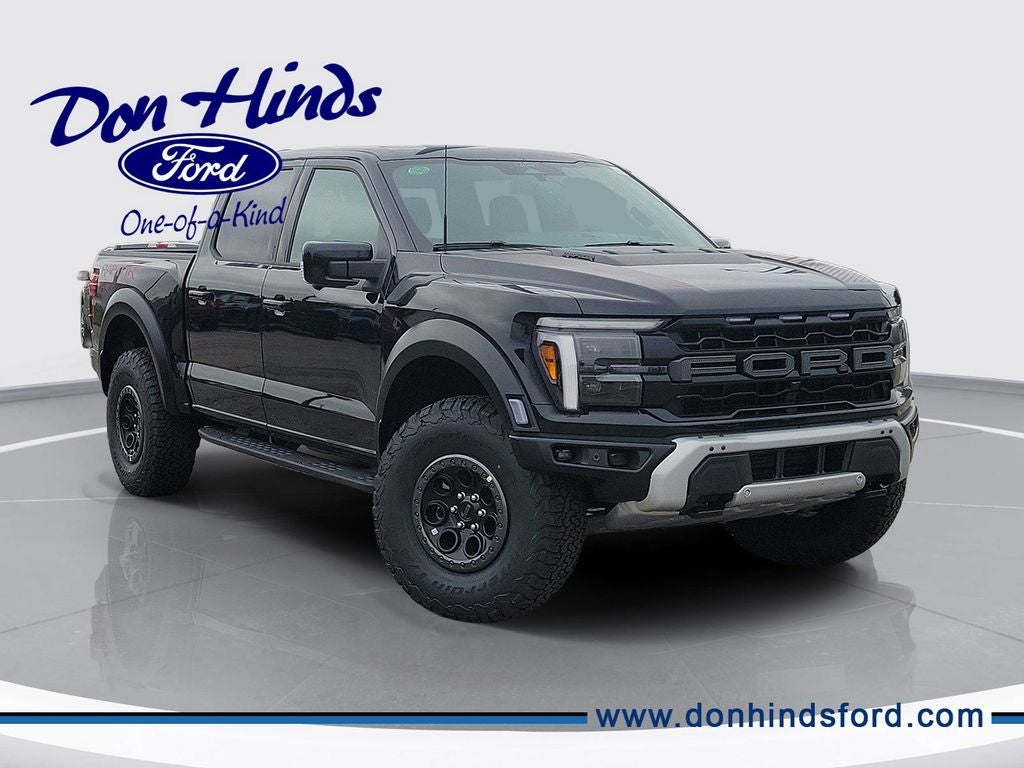 2026 Ford F-150 Raptor in Agate Black Metallic — front three-quarter view