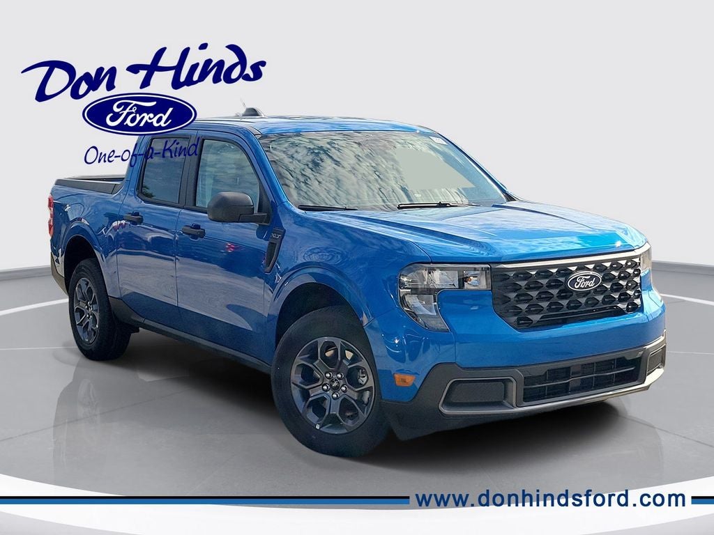 2026 Ford Maverick XLT in Velocity Blue — front three-quarter view