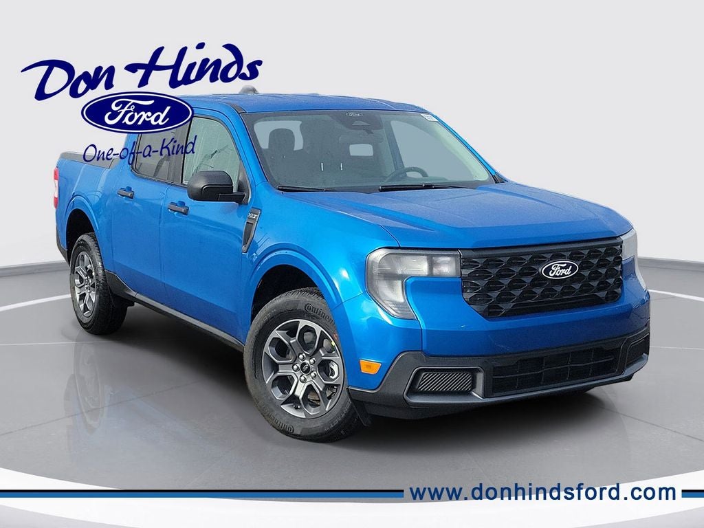 2026 Ford Maverick XLT in Velocity Blue — front three-quarter view